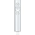 Logitech Spotlight Presentation Remote - Universal Wireless Presentation Clicker with Laser Pointer, Advanced Digital Highlighting, Bluetooth, 30 m Range and Quick Charging - Silver
