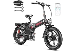 W Wallke H9 AWD 3200W Dual Motor Electric Bike for Adult, 48V 82Ah/60Ah/40Ah Samsung Cell Battery,130-240 Mile, 34MPH Fast Ebike, App Control, 20" Fat Tire Hydraulic Brake Folding Ebike,7 Speed,UL2849