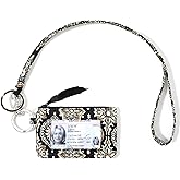 WONDERFUL FLOWER Lanyard Wallet for Women, ID Card Holder, Lanyards for ID Badges, Floral Zip ID Case Keychain Small Coin Purse for Cards, Cash, Work, Travel, Cruise, Teachers, Students, Kids, Black
