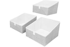 UNAMAX 3 Packs Closet Storage Bins - Trapezoid Large Storage Box - Foldable Fabric Baskets for Organizing Clothes - Baby Toiletry, Toys, Towel, DVD, Book (1# Grey, 11.6 x 11.6 x 7.9 inches)
