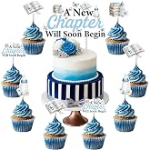 Cheerupp 25 Pcs Storybook Theme Baby Shower Cake &amp; Cupcake Topper Set, A New Chapter Will Soon Begin Cake Topper Decor, Book Reading Theme Cupcake Picks for Baby Shower Party Supplies