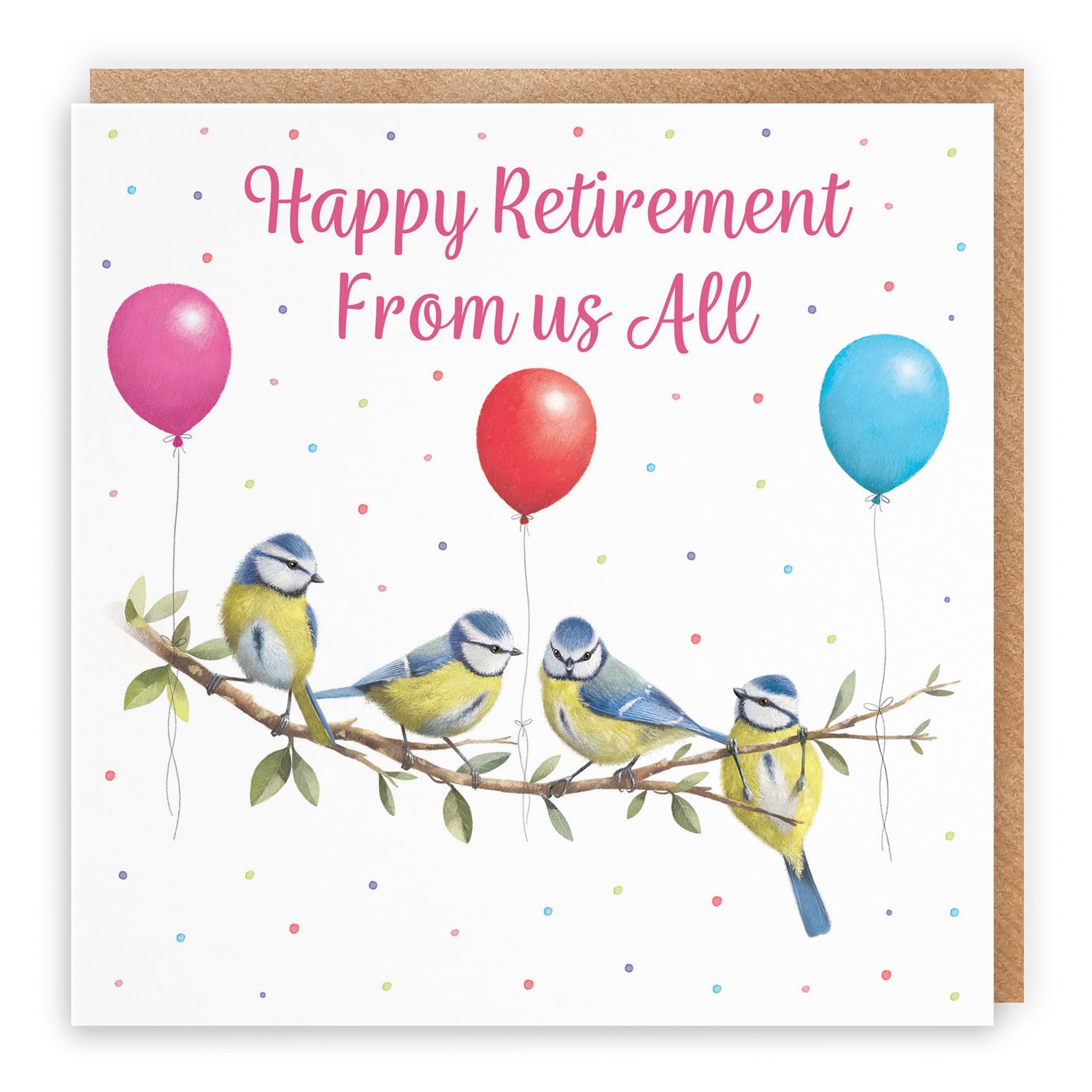 Hunts England - Blue Tits Funny Retirement Card From Us All - Milo's Gallery - Female - For Her - Retiring Card For Animal Lovers, Women, Friend, Employee, Colleague, Boss, Manager