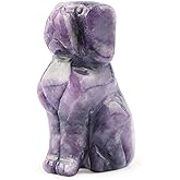 SMQ 2" Crystal Dog Gifts Statue Figurines Home Decor,Carved Gemstone Pocket Purple Lepidolite Loyal Dog Animal Carvings Collectibles Reiki Healing Stones for Bookshelf,Office(Gift Box)