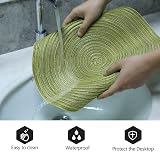 Pauwer 38cm Round Placemats Set of 6 Green Woven Heat Resistant Non Slip view 4