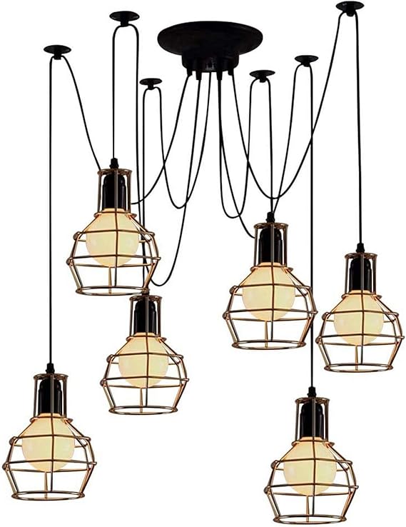 AISHANG Candelabro Lámpara Colgante Industrial con Pantalla de Jaula