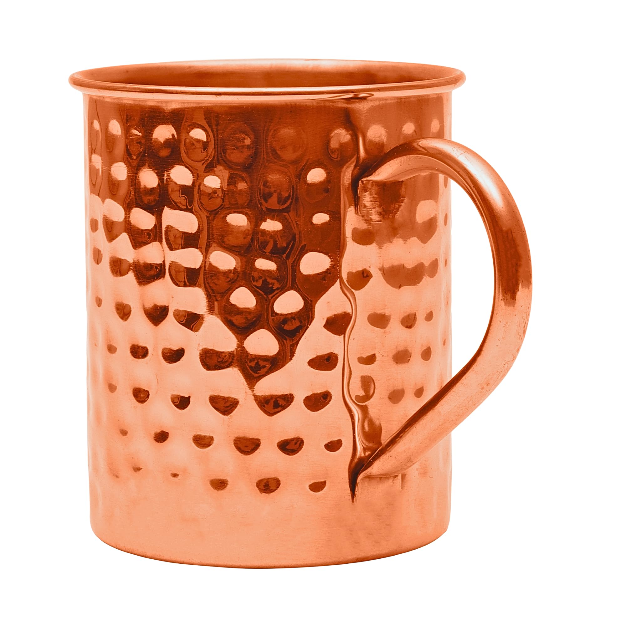 Photo 1 of Copper Mules PURE Copper Mug RAW Cups Interior Ideal for Ayurvedic Health Benefits and Moscow Mules - Hand Hammered Finish - Authentic and Strong Riveited Handle - Holds 16oz