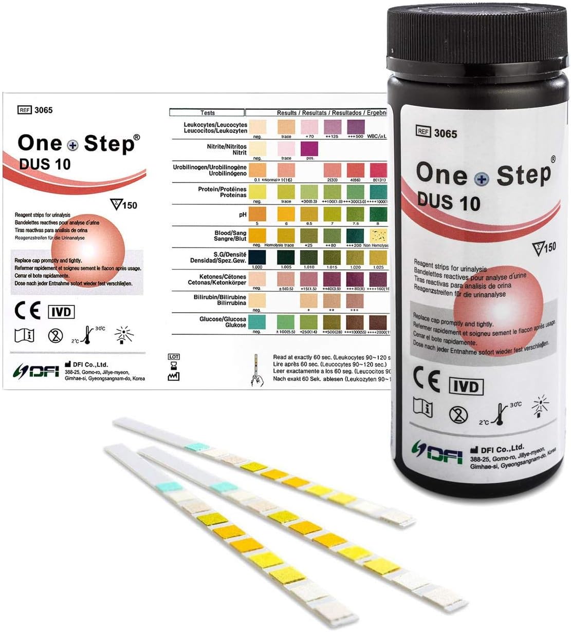 Urine Dipsticks 10 Parameter Test Strips Testing UTI Infection, Ketone, Glucose, Blood, Protein (150 Tests per Tub)