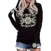 Live by The Sun Love by The Moon Hoodie Women's Sun and Moon Casual Long Sleeve Sweatshirt Round Neck Pullover Tops