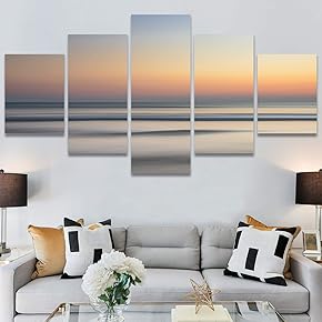 SIGNWIN 5 Panel Canvas Wall Art Aerial Beach...