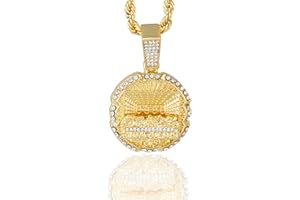 TECHNO PAVE Iced Out Religion Pendant with Tennis Chain or Rope Chain - 14k Gold or Silver Tone Bling Pendant - Praying Hand, Cross, Angel, Blessed