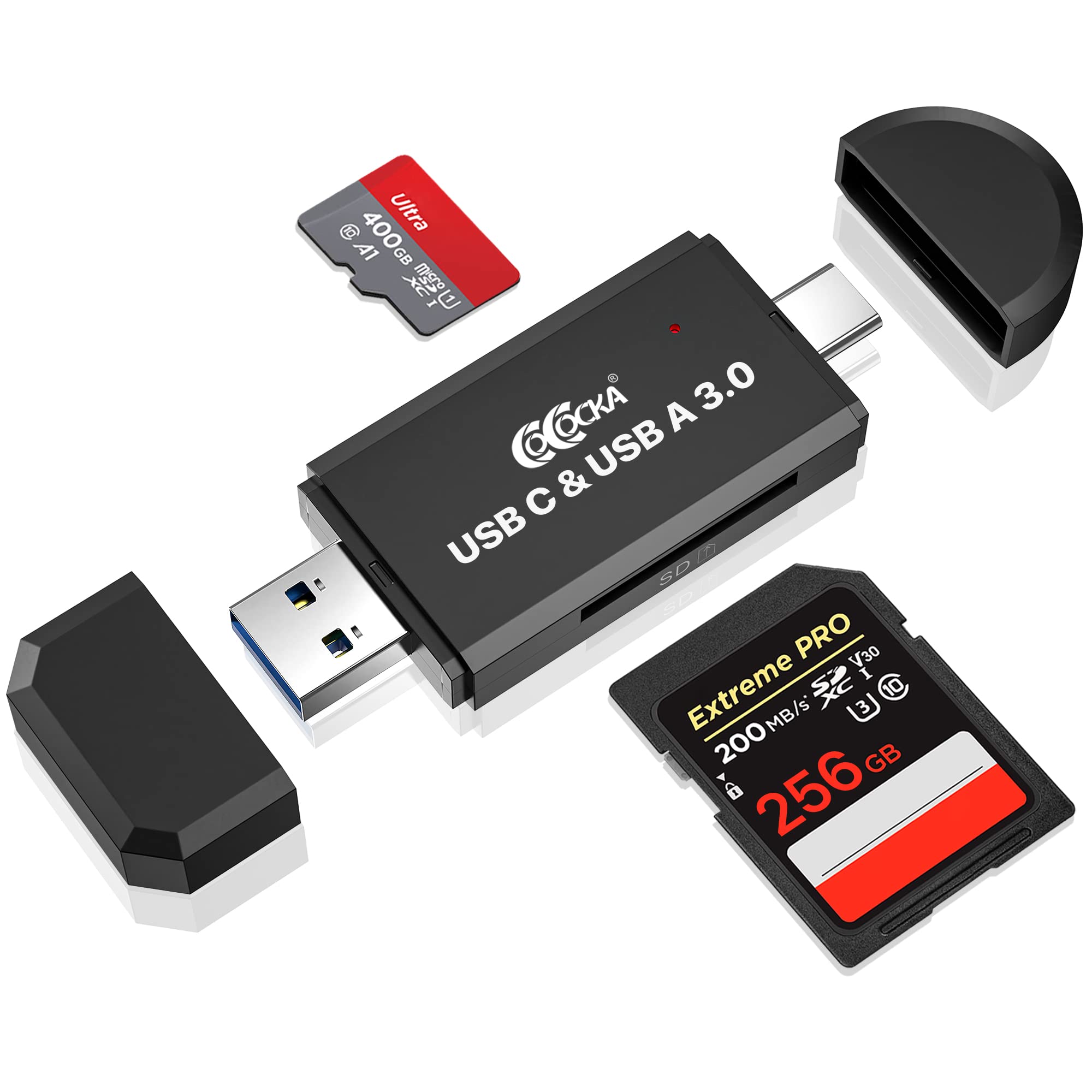 Photo 1 of COCOCKA USB 3.0 SD and USB C Flash Memory Card Reader, Camera SD Card Adapter Converter for SDXC SDHC SD MMC TF RS- MMC Micro SDCard and UHS-I Cards Windows Smartphone Computer Laptop
