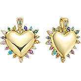COGCHARGER 2Pcs Gold Heart Charms for Jewelry Making Crystal Charms Brass Colorful Cubic Zirconia Valentine's Day Pendants for Earring Bracelet Necklace DIY Accessories