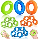 Pnrskter Hand Grip Strengthener, Finger Exerciser, Grip Strength Trainer | (6 PCS),Forearm Grip Workout, Finger Stretcher, Relieve Wrist Pain, Carpal Tunnel, Trigger Finger, Mallet Finger