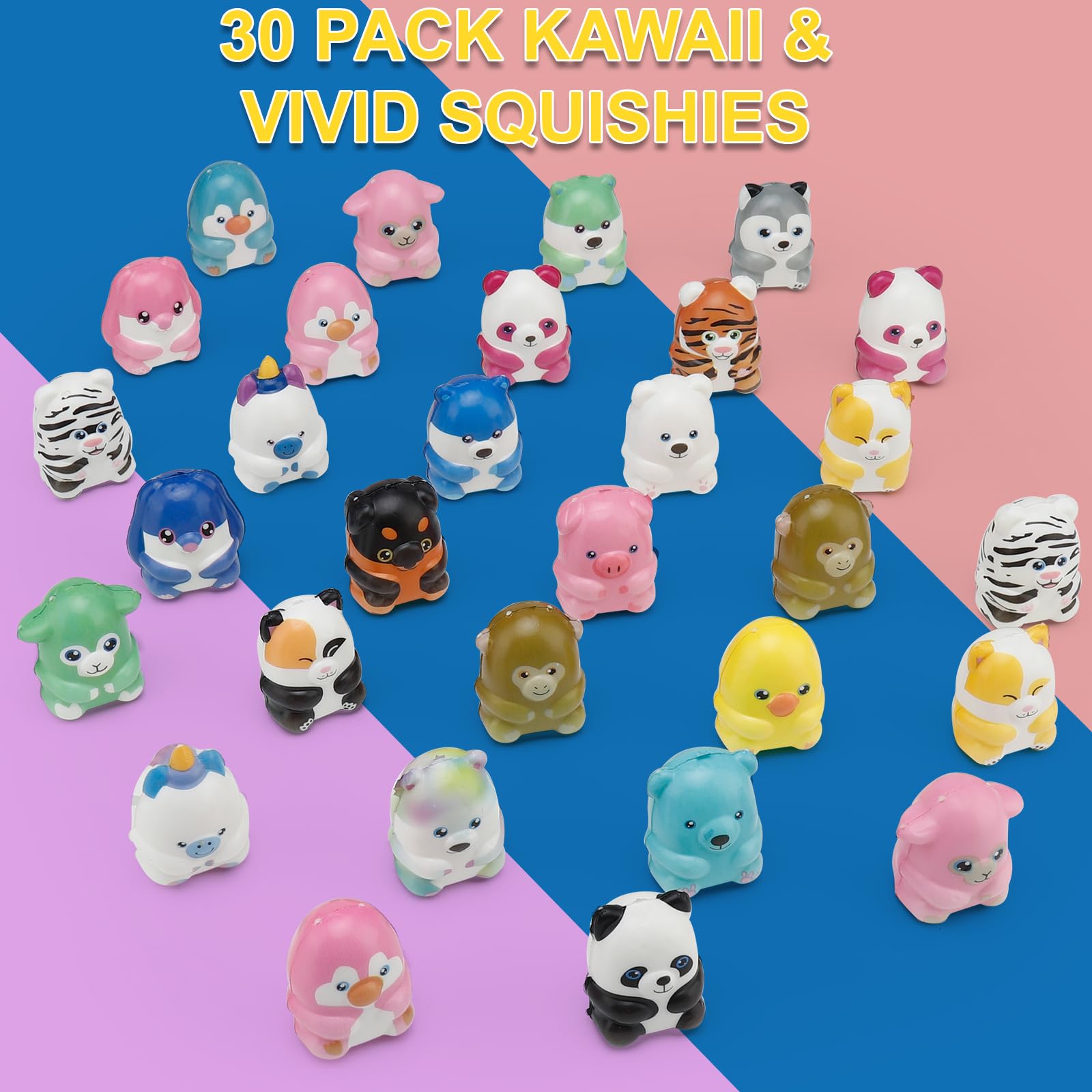 30 Packs Party Favors Slow Rising Stress Relief Squishies for Kids, Birthday Goodie Bag Stuffers Treasure Box Toys, Kids Classroom Prizes,Claw Machine Toys,Mini Animal Toys