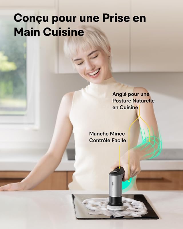 Grip™ Brosse Nettoyante Électrique, IPX7 Étanche, Légère (0.29 kg) avec 6 Têtes, Brosse Électrique Nettoyage pour Cuisine, Vaisselle, Évier, Gril, Plaque de Cuisson, Carrelage, Ustensiles