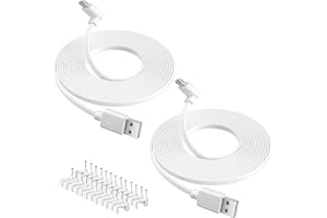 WYZE Cam Pan v3 Camera Cable 15FT (2-Pack), for Wyze Cam Pan V3, Arlo Essential, Blink Outdoor (3rd Gen), 90 Degree L-Shape M