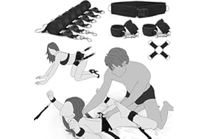 BDSM Bondage Sex Toys Restraints Bed Restraints Sex Straps Set with Adjustable Handcuffs Ankle Cuff Cross Waist Strap Hogtie 