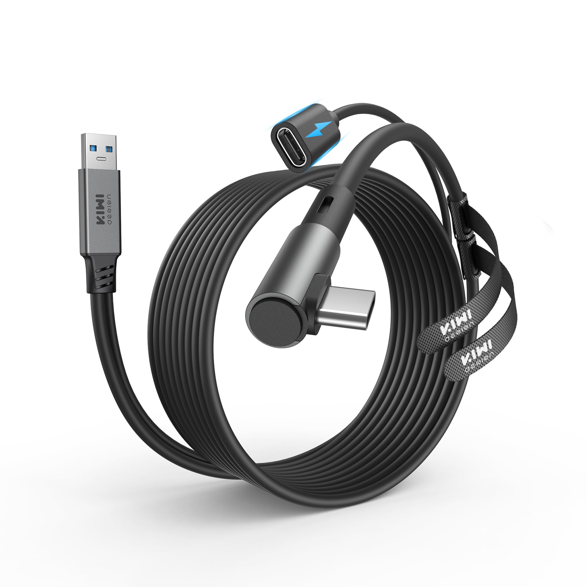 Photo 1 of KIWI design Link Cable with Charging 16FT Compatible with Meta Quest 3s/3/2/ Pro/Pico 4 Accessories and PC/SteamVR, USB 3.0 to USB C Link Cable with 5Gbps Super Speed for Extended Gameplay, Black
