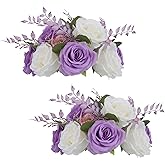 NUPTIO Flower Balls for Centerpieces Wedding: 2 Pcs 9.4 inch Diameter Light Purple & White Artificial Flower Ball Arrangement Bouquet Centerpiece for Tables - Fake Rose Flowers for Wedding Decor