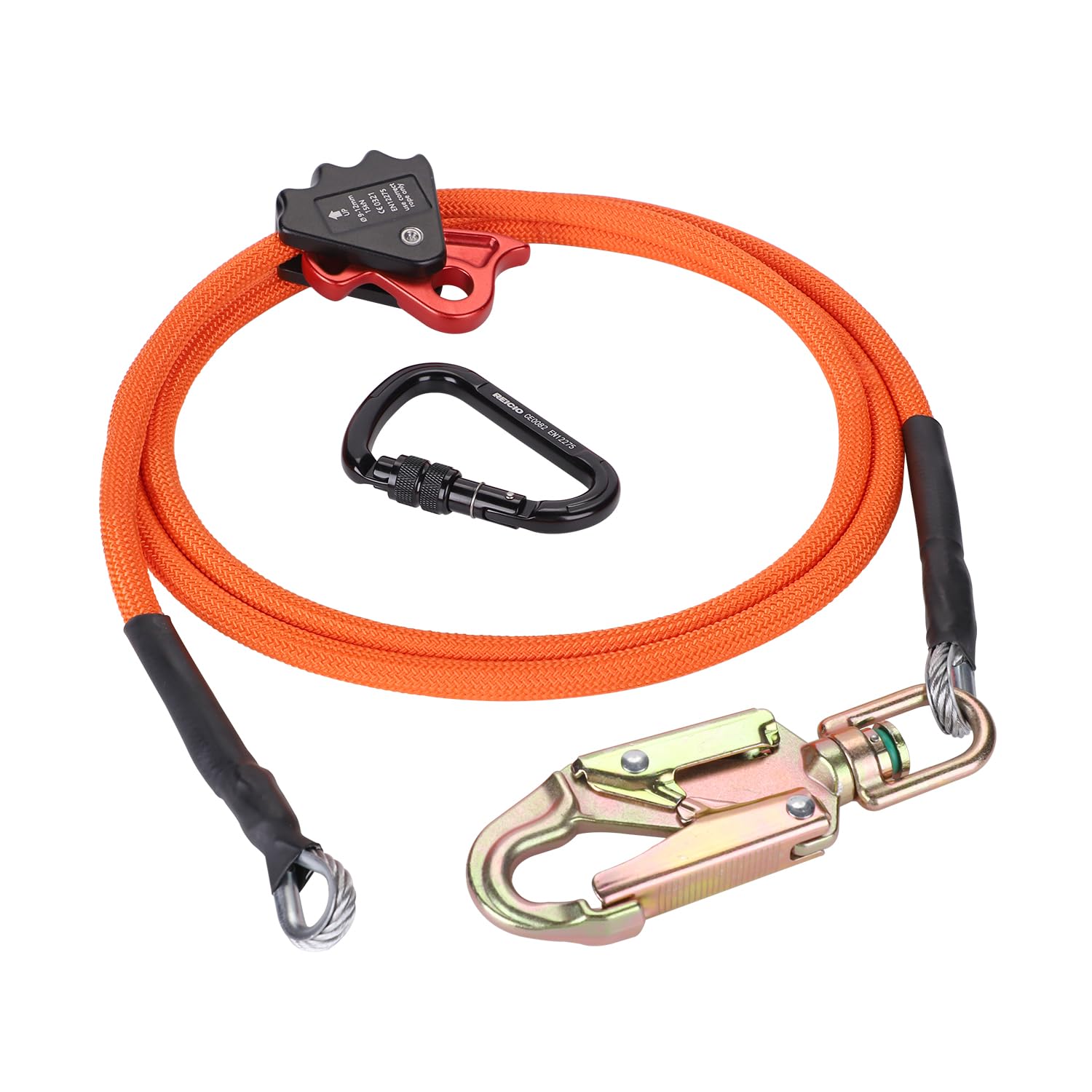 Photo 1 of 1/2" X 8' Steel Wire Core Flipline, W/Better Grab Adjuster & Steel Swivel, Arborist Equipment Positioning Lanyard, Climbing Flipline for Fall Protection, Arborist, Tree Climbers (1/2’’ x 8 ft)
