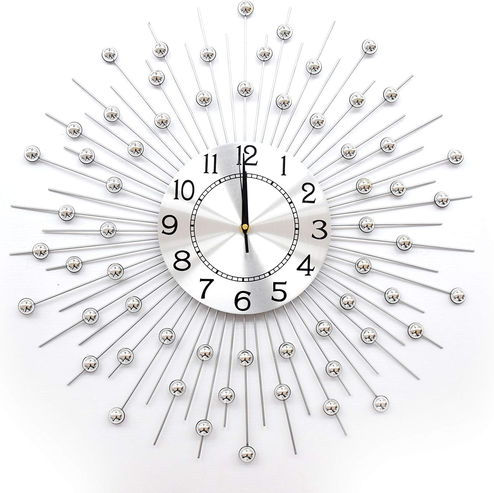 Foxingham (TM) Subtle Silver Colour Huge Floral Decorative Wall Clock for Hotel Bungalow Home Lobby for Housewarming Diwali Birthday Anniversary Mothers Christmas X9V