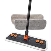 KeFanta Microfiber Mop for Floor Cleaning,Flat Mop for Hardwood Tile Wood | 59" Handle and 2 Washable Pads,Wet Dry Dust Mops for Bathroom Kitchen Laminate Vinyl Marble Floors