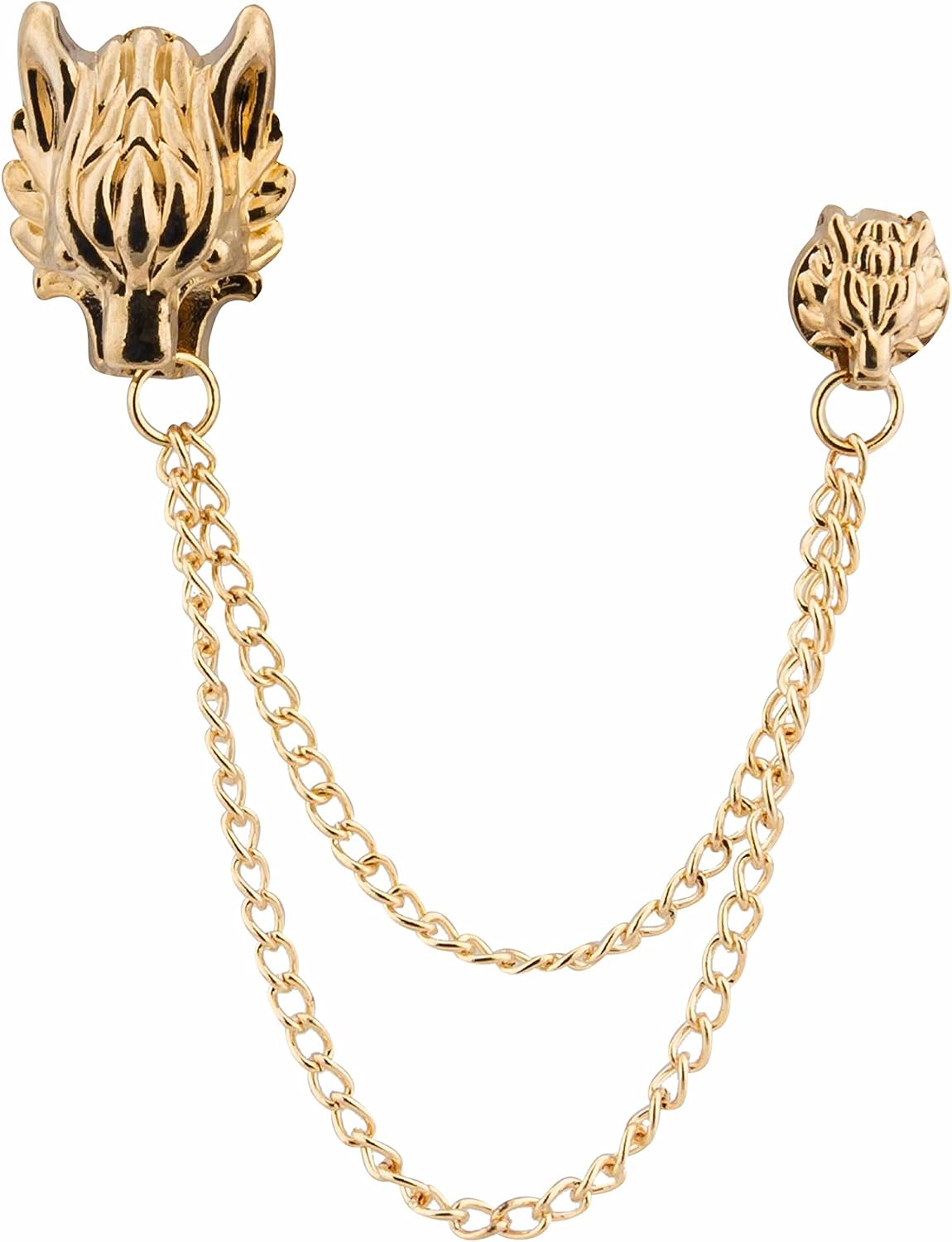 Brooch Lapel Pin for Men Dragon Head with Hanging Tassel Lapel Pin Golden Badge Coat Suit Wedding Gift Party Shirt Collar Accessories