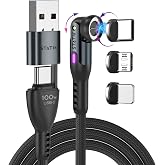 Statik 360 Pro Universal Magnetic Charging Cable - 100W Fast Charging USB C Charging Cable, Magnetic Charger Cable Compatible with Apple Devices, USB-C, Micro-USB, USB-A Adapter, Black 6FT/2M