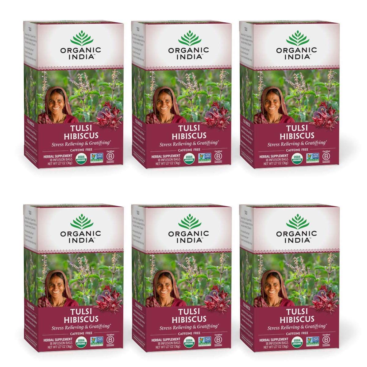 Organic India Tulsi Hibiscus Herbal Tea - Holy