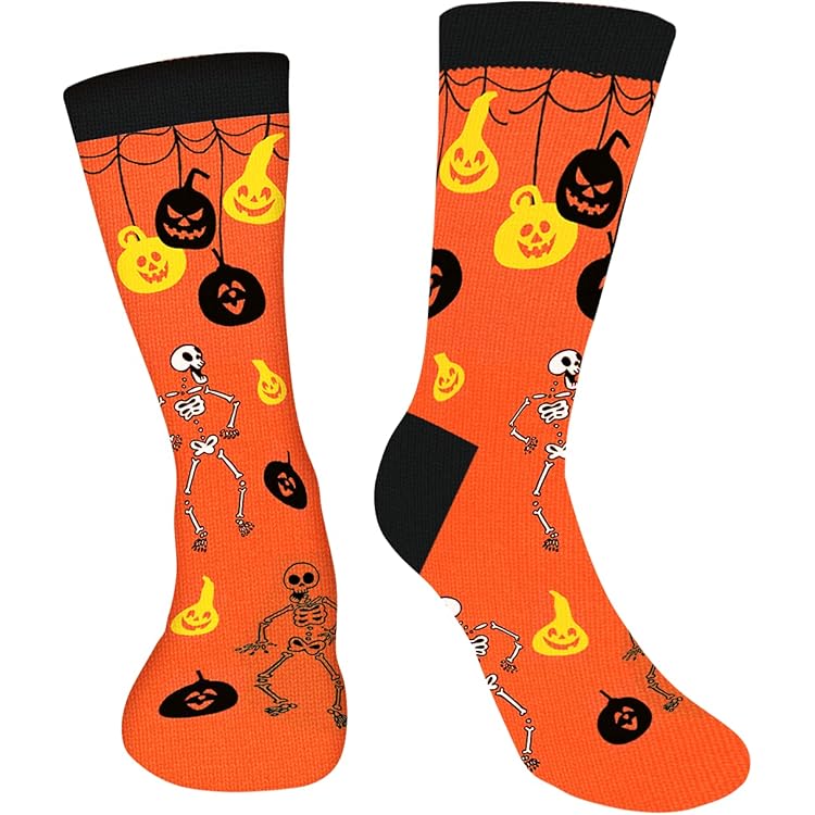 Fuzzy Halloween Socks,5 Pairs Fall Socks Pumpkin Autumn Socks