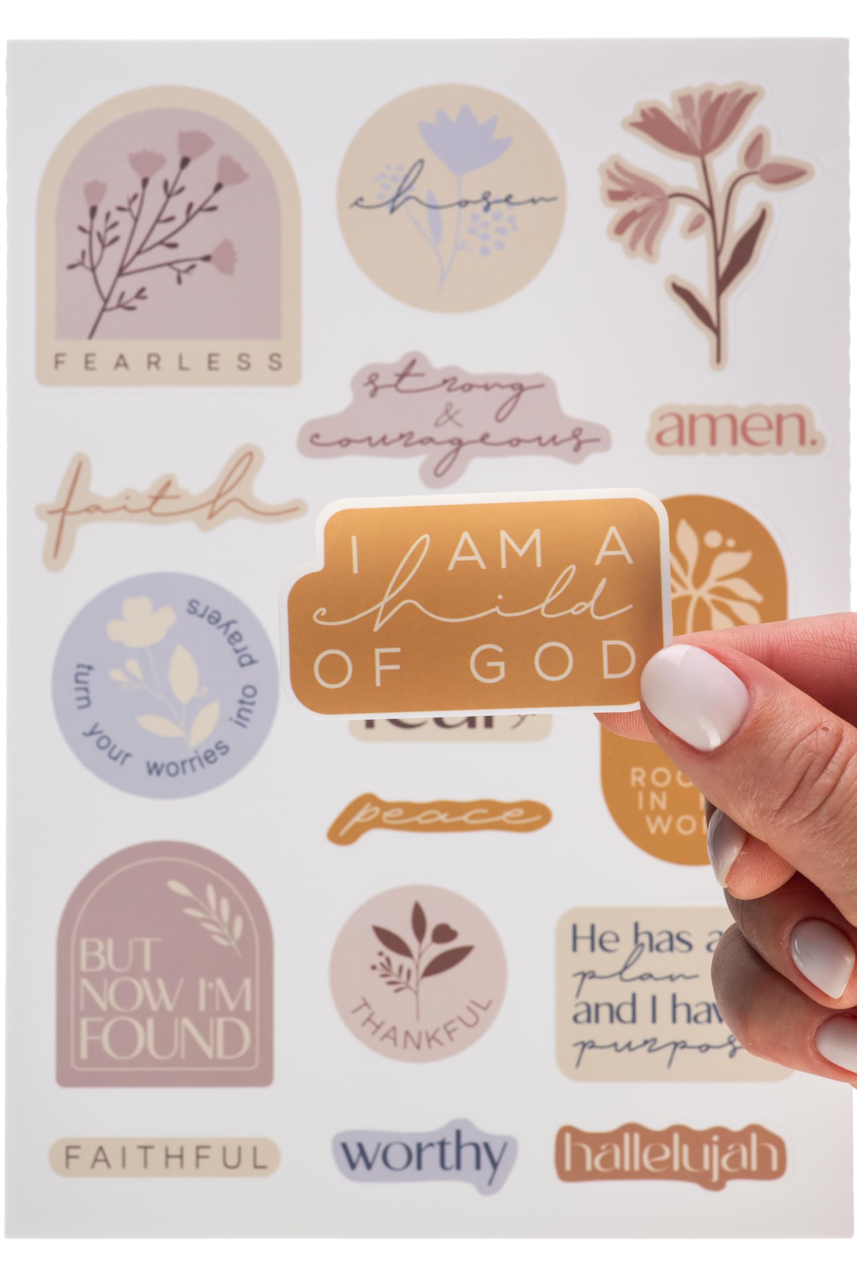 DiverseBee Inspirational Christian Stickers, 88pcs Motivational Jesus Bible Stickers for Water Bottles, Laptops, Waterproof Vinyl Faith Decal Pack, Religious Gifts for Women, Men, Kids (Fearless)
