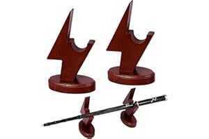 MagicRanger Wooden Wizard Wand Holder - Lightning-Shape Display Stand for Magic Wand - 1 Tiered for Collection, Cherry