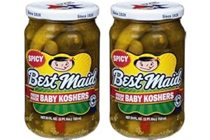 Best Maid Products - 24 Ounce Glass Jars Baby - Dill, Kosher, Hamburger Slices, Garlic Bites, Habanero Chips, & Xtreme Hot Pickles (2 Pack, Baby Kosher)