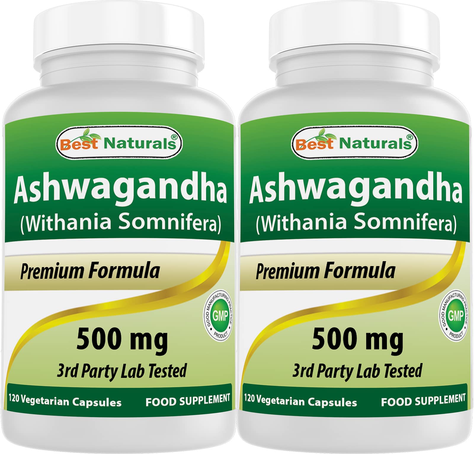 2 Pack - Best Naturals Ashwagandha Capsules for Relaxing Stress and Mood, 500 mg, 120 Count (Total 240 Capsules)