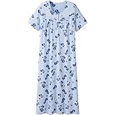 Keyocean Women Nightgowns, Soft 100% Cotton Short Sleeves Comfy Ladies Nightdress