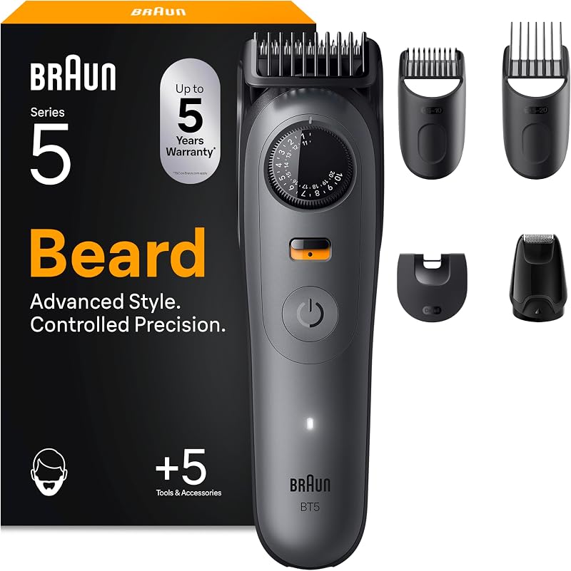 Braun Series 5 Beard Trimmer BT5525 Grey 40 Lengths 120 Min Waterproof