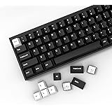 WOB Keycaps 168 Keys, Double Shot PBT Custom Keycap Set, Minimalist Style White on Black Keycaps, Cherry Profile Keyboard Key