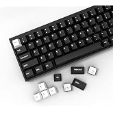 XVX WOB Keycaps 168 Keys, Double Shot PBT Custom Keycap Set, Minimalist Style White on Black Keycap, Cherry Profile Keyboard 