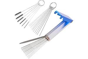 Telooco Carburetor Cleaning Kit Professional Torch Tip Cleaner, 5 Nylon Brushes + 10 Cleaning Needles + Stainless Steel 13 Cleaning Wires Set for Motorcycle Welder Carb Chainsaw Spray Guns Torch Tips