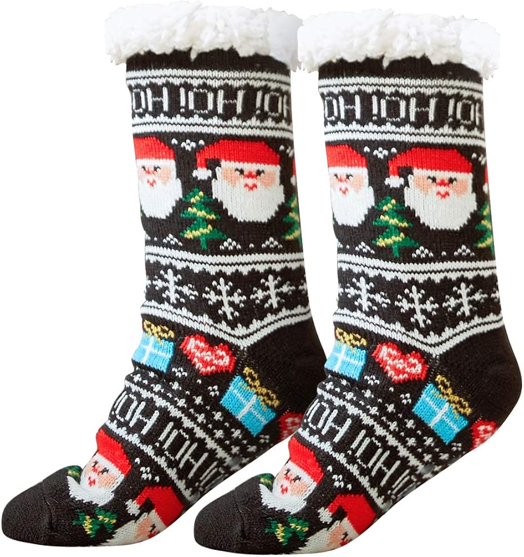 Slipper Socks, Warm Christmas Socks Cozy Winter Slippers with Knitted