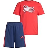 adidas boys Two-piece Short Sleeve Printed Graphic T-shirt and Shorts Matching Set
