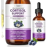 Cortisol Supplements for Women and Men with Magnesium, Ashwagandha, L-Theanine, 10 in 1 Cortisol Detox Manager Reducer, Hormone Balance Liquid Drops - Mood, Focus, Sleep - Blueberry Flavor(2.02 fl.oz)