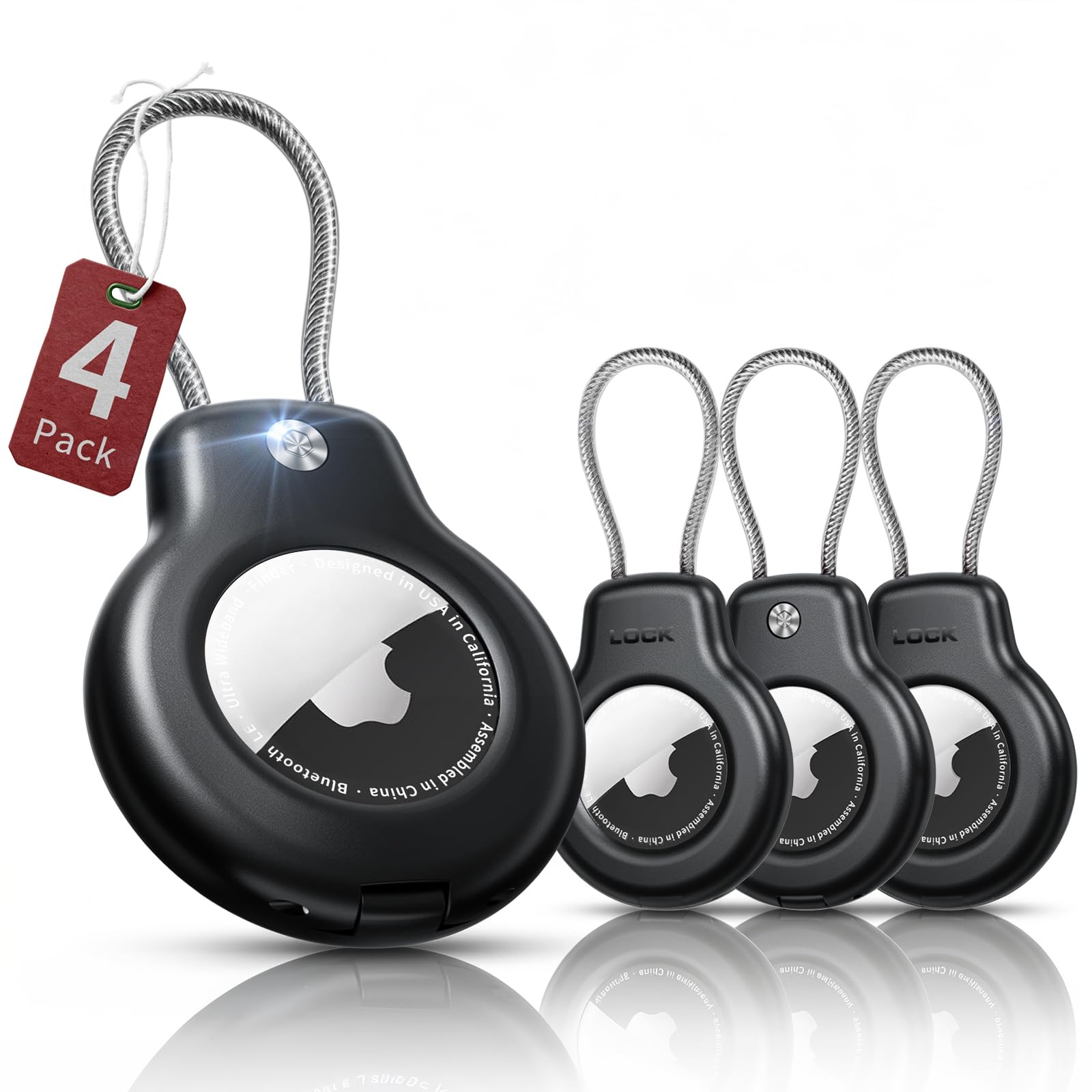 SPGUARD 4 Stück für AirTag Schlüsselanhänger für Apple AirTag 2&1 Gen
