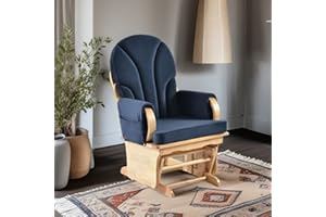 DOPERFE Modern Glider Rocker Chair: Plush Velvet & Solid Wood Rocking Chair with Premium Cushion | Comfortable Nursery, Living Room, Reading Nook Seat in Dark Blue