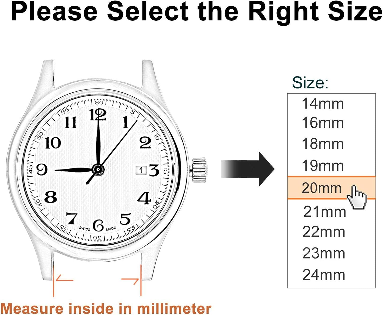 WOCCI Watch Band 14mm 16mm 18mm 19mm 20mm 21mm 22mm 23mm 24mm - Vintage Leather Watch Strap, Choice of Color and Width | 