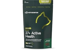 VetriScience 27+ Active Health Multivitamin for Dogs – Vet-Formulated Daily Tablets with Antioxidants, Omega Fatty Acids & B Vitamins,Supports Heart, Brain, Skin, Joint Health | Fish, 30 Count