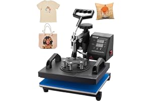 VEVOR Heat Press, 12x10in Heat Press Machine, Clamshell Sublimation Transfer Printer Fast Heat-up, Digital Precise Temperature Control, Vinyl Heat Press for T-Shirts Bags Garments Mats Puzzles, 650W