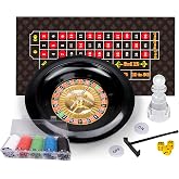 WodGod Roulette Wheel and Craps Set with Large Double Sided Felt, 10 Inch Roulette Wheel, Chip Rake, 200 Chips, Roulette Marker, 3 Dices, Perfect for Game Night Party