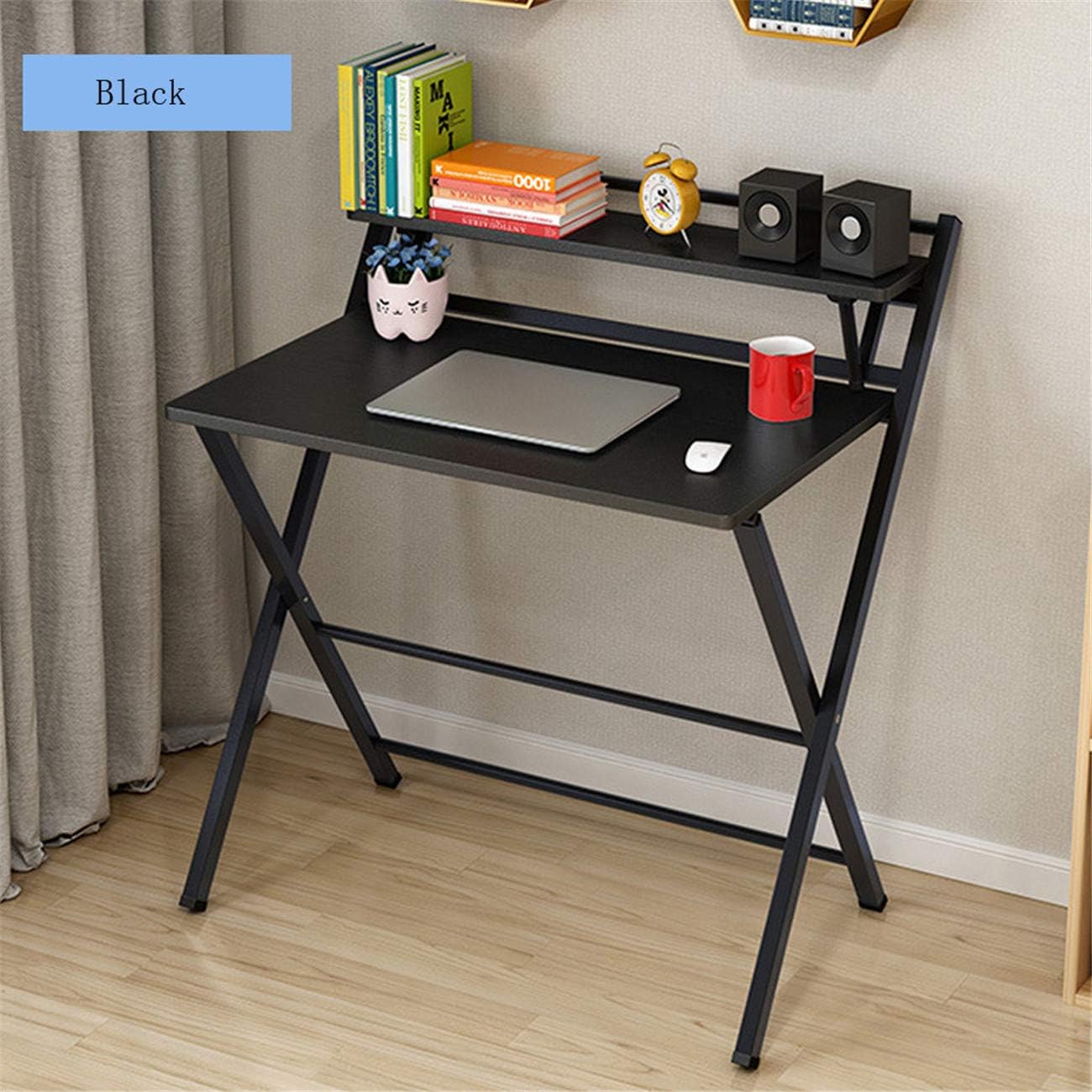 Folding Study Computer Desk - Writing Desk Portable Small Lazy Foldable Table Laptop Desk for Small Space,Free Installation Home Office Desk (Black): Kitchen & Dining