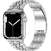 Anlinser Metal Bands Compatible with Apple Watch Band 42mm 41mm 40mm 38mm for Women Men, Stainless Steel Replacement Strap for iWatch Series 11 10 9 8 7 6-1 SE (Silver)